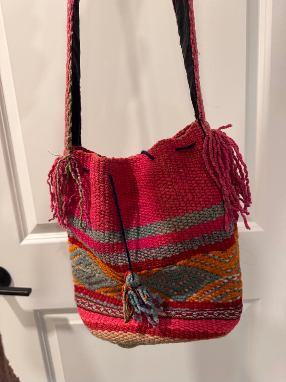 Peruvian Handwoven Pink Multi-Color Shoulder Bag